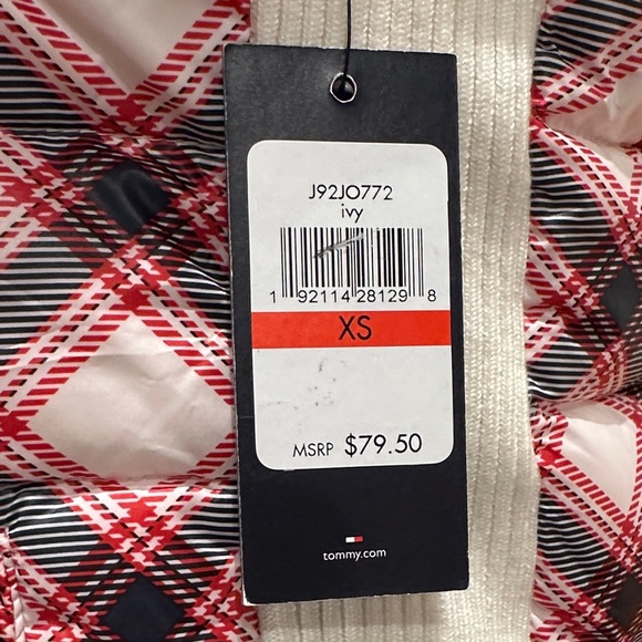 Tommy Hilfiger Red & White Plaid Quilted Puffer Vest - Picture 5 of 5
